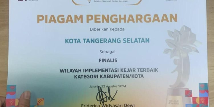 Pemkot Tangsel Raih Penghargaan dari OJK “Kejar Award 2024”