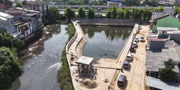 Salah satu infrastruktur pengendalian banjir yang dibangun DSDABMBK Kota Tangsel.